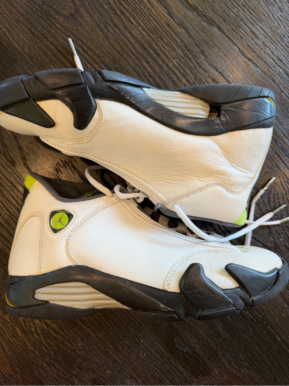 Jordan 14 Retro White Chartreuse Green 2005 OG Nike Air size 7Y- used